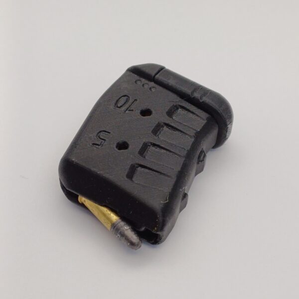 10rds ribbed black angled Angled view of black 10rd Tikka T1x 22lr magazine