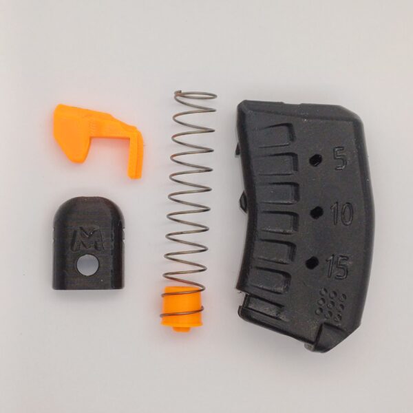 15rds ribbed black disassembled Disassembled view of black 15rd Tikka T1x 22lr magazine