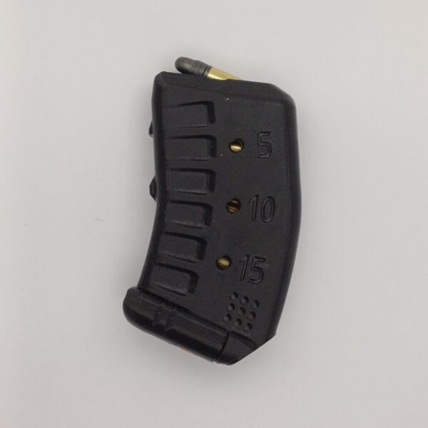 15rds ribbed black side Side view of black 15rd Tikka T1x 22lr magazine