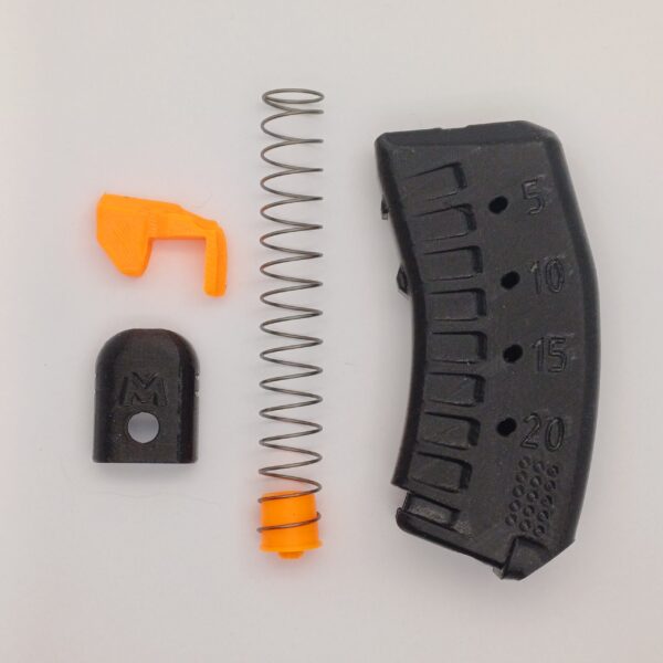 20rds ribbed black disassembled Disassembled view of black 20rd Tikka T1x 22lr magazine