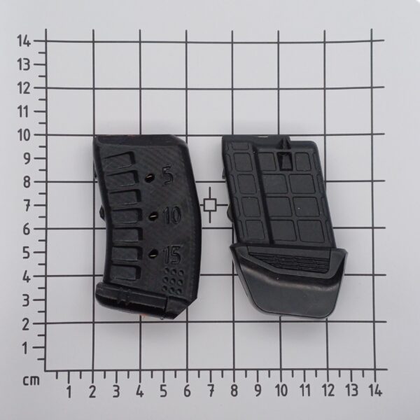 15rds ribbed black comparison v3 Size comparison between 15rd Tikka T1x 22lr magazine and the factory magazine